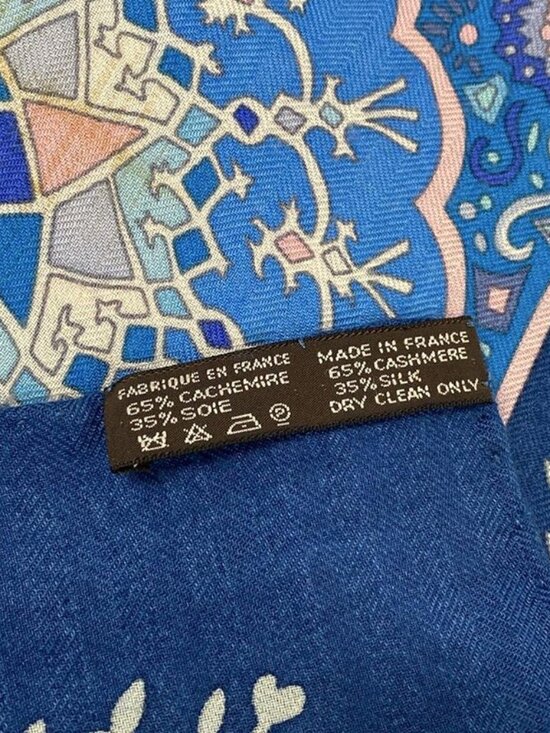 Hermes Shawl Carre 140 Geant Blue Light Multi Aux Portes du Palais Cashmere - Picture 3 of 5